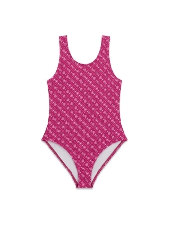 Guess costume fucsia bambina logo all over