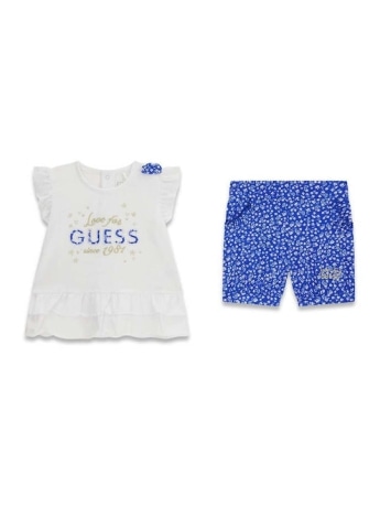 Guess set bianco neonata logo sul davanti
