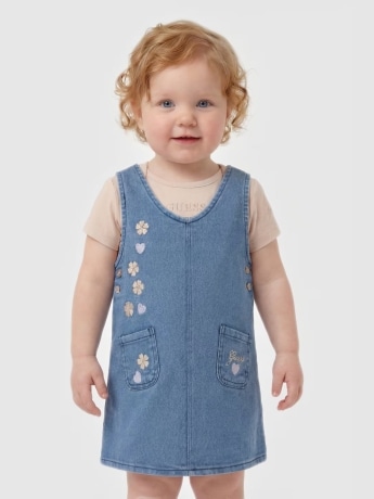 Guess set in denim neonata logo sul lato