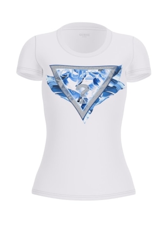 Guess tshirt bianca donna maxi logo