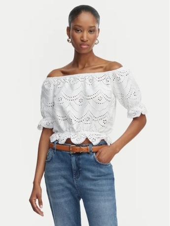 Guess top bianco donna mini logo
