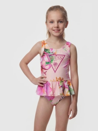 Guess costume floreale bambina intero maxi logo