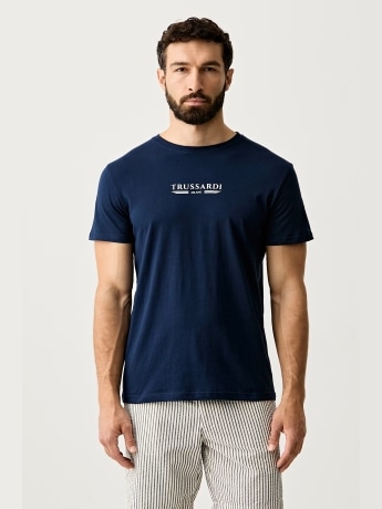 Trussardi tshirt blu navy uomo mini logo