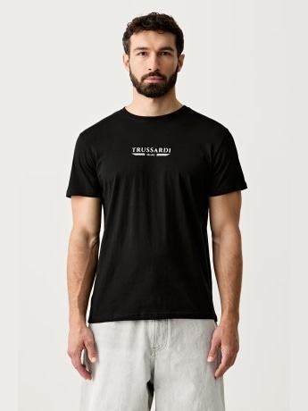 Trussardi tshirt nera uomo mini logo
