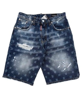 G2firenze shorts in denim bambino logo all over
