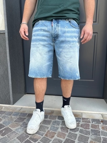 G2firenze shorts in denim uomo logo sul retro