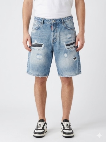 G2firenze shorts in denim uomo logo sul retro