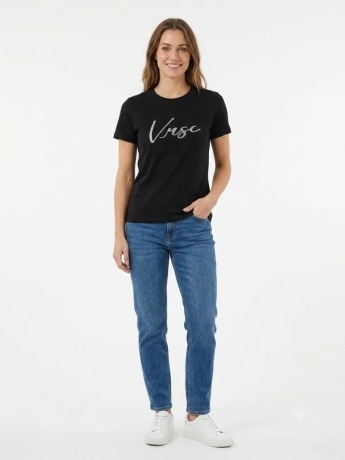 Vrsc tshirt nera donna logo sul davanti