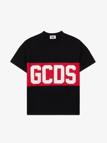 Gcds tshirt nera bambino maxi logo
