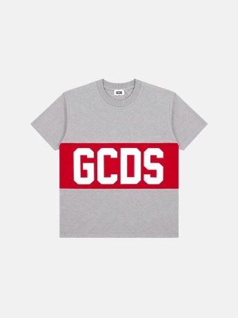 Gcds tshirt grigia bambino maxi logo