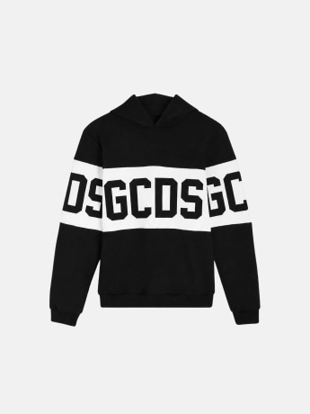 Gcds felpa nera bambino maxi logo bianco