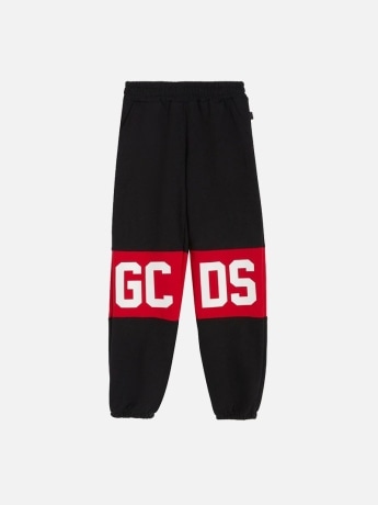 Gcds pantalone tuta nero bambino maxi logo
