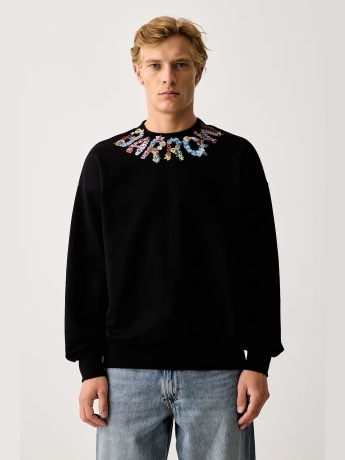 Barrow felpa nera uimo unisex maxi logo