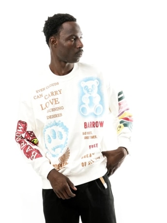 Barrow felpa bianca uomo unisex all over