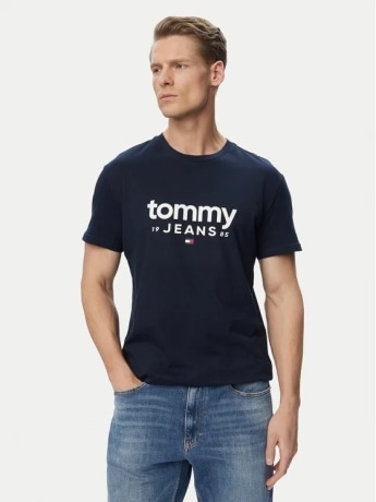 Tommy Jeans tshirt blu navy uomo maxi logo