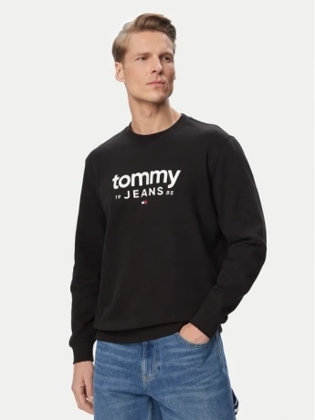 Tommy Jeans felpa nera uomo maxi logo