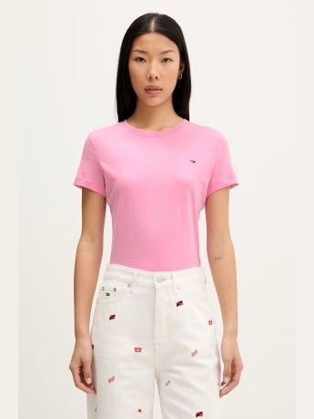 Tommy Jeans tshirt rosa donna mini logo