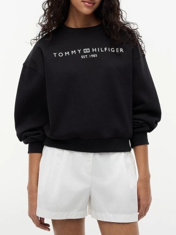 Tommy Hilfiger felpa nera donna logo sul davanti