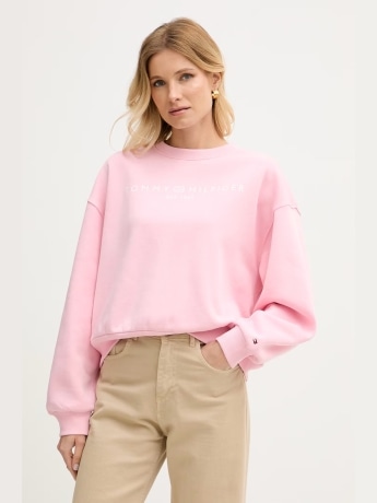 Tommy Hilfiger felpa rosa donna logo sul davanti