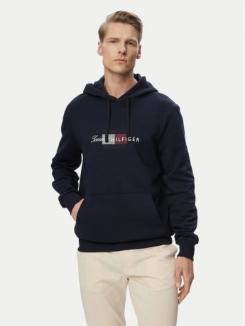 Tommy Hilfiger felpa blu navy uomo maxi logo