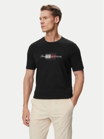 Tommy Hilfiger tshirt nera uomo maxi logo