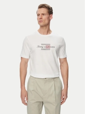 Tommy Hilfiger tshirt bianca uomo maxi logo