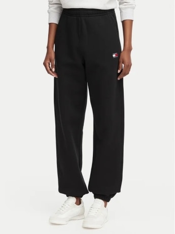 Tommy Jeans pantalone nero donna jogger mini logo