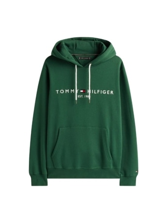 Tommy Hilfiger felpa verde bosco uomo logo lettering