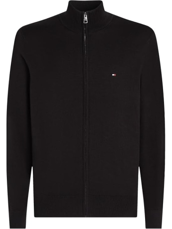 Tommy Hilfiger maglia nera uomo con zip mini logo