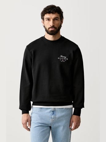 Tommy Hilfiger felpa nera uomo logo sul petto