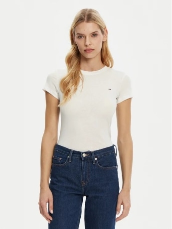 Tommy Jeans tshirt bianca donna mini logo