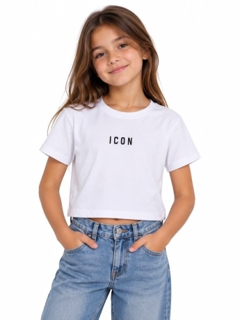 Icon tshirt bianca bambina con logo