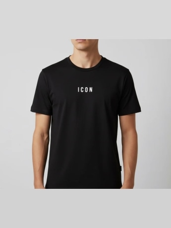 Icon tshirt nera bambino con logo