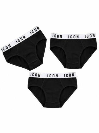 Icon slip nero bambino con logo three pack