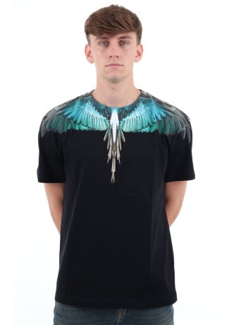 Marcelo Burlon tshirt nera uomo maxi logo verde