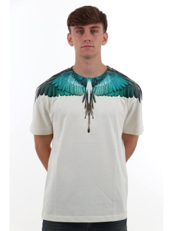 Marcelo Burlon tshirt bianca uomo maxi logo verde