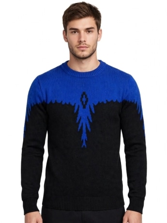 Marcelo Burlon maglia nera uomo maxi logo blu