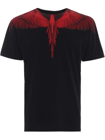 Marcelo Burlon tshirt nera uomo maxi logo rosso