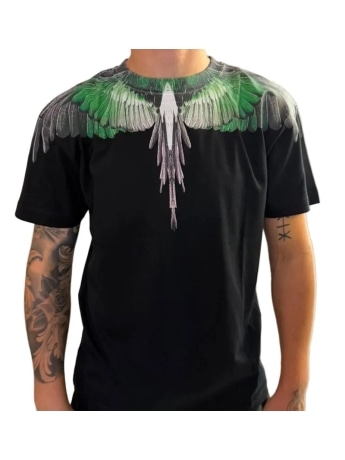 Marcelo Burlon tshirt nera uomo maxi logo verde