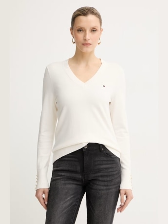 Tommy Hilfiger maglia bianca donna mini logo