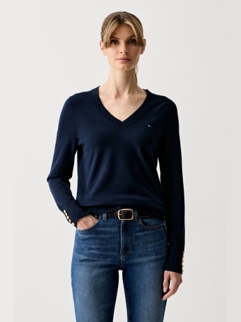 Tommy Hilfiger maglia blu navy donna mini logo