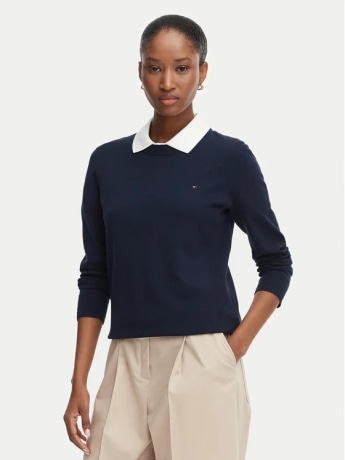 Tommy Hilfiger maglia blu navy donna mini logo