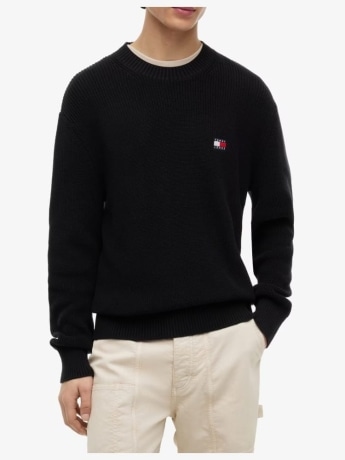 Tommy Jeans maglia nera uomo mini logo