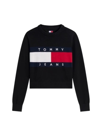 Tommy Jeans maglia nera donna maxi logo