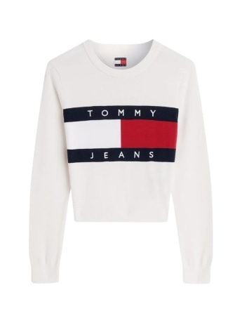 Tommy Jeans maglia bianca donna maxi logo