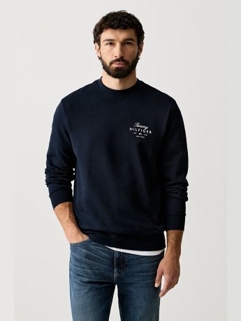 Tommy Hilfiger felpa blu navy uomo logo sul petto