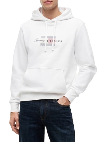 Tommy Hilfiger felpa bianca uomo logo sul davanti