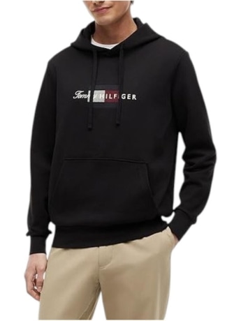 Tommy Hilfiger felpa nera uomo logo sul davanti