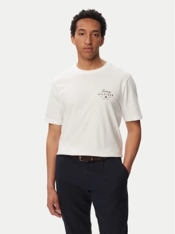 Tommy Hilfiger tshirt bianca uomo logo sul petto