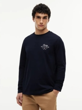 Tommy Hilfiger tshirt blu navy uomo logo sul petto